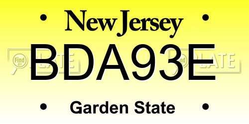 BDA93E New Jersey License Plate