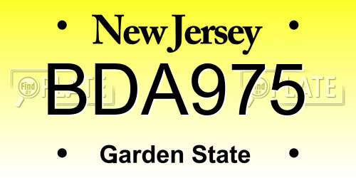BDA975 New Jersey License Plate