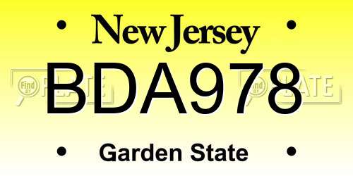 BDA978 New Jersey License Plate