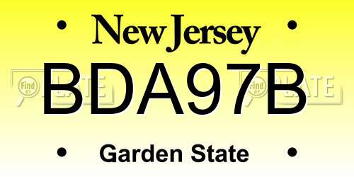 BDA97B New Jersey License Plate