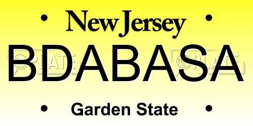 BDABASA New Jersey License Plate