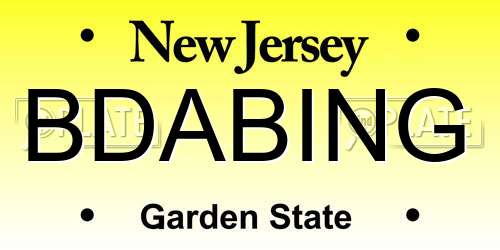 BDABING New Jersey License Plate
