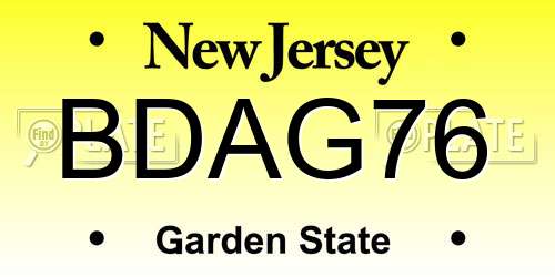 BDAG76 New Jersey License Plate