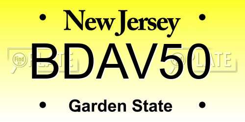 BDAV50 New Jersey License Plate