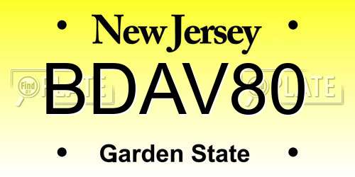 BDAV80 New Jersey License Plate