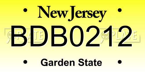 BDB0212 New Jersey License Plate