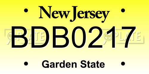 BDB0217 New Jersey License Plate