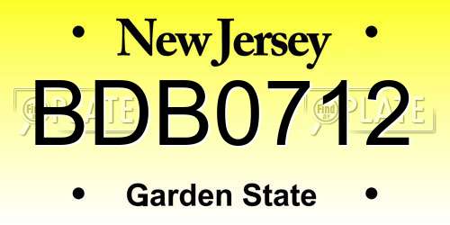 BDB0712 New Jersey License Plate