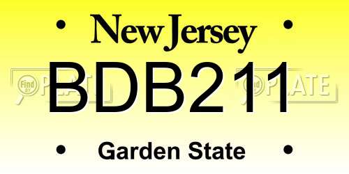 BDB211 New Jersey License Plate