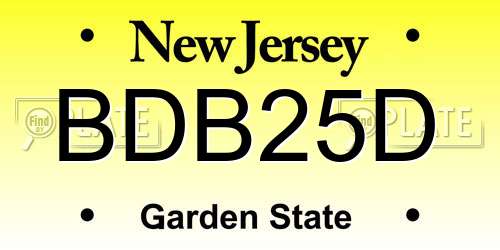 BDB25D New Jersey License Plate
