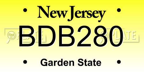BDB280 New Jersey License Plate