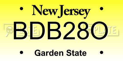 BDB28O New Jersey License Plate