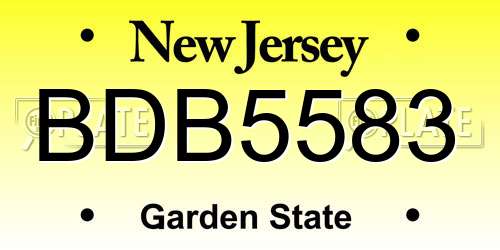 BDB5583 New Jersey License Plate