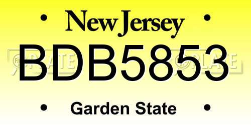 BDB5853 New Jersey License Plate