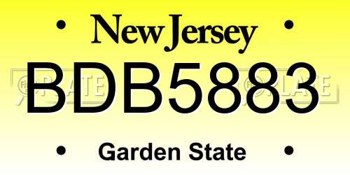 BDB5883 New Jersey License Plate