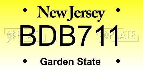 BDB711 New Jersey License Plate