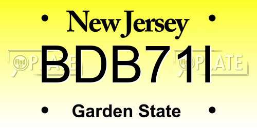 BDB71I New Jersey License Plate