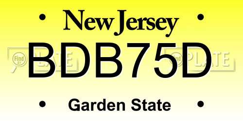 BDB75D New Jersey License Plate