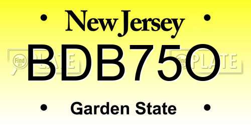 BDB75O New Jersey License Plate