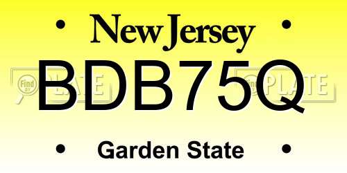 BDB75Q New Jersey License Plate