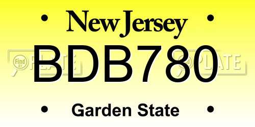 BDB780 New Jersey License Plate
