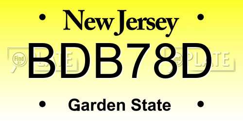 BDB78D New Jersey License Plate