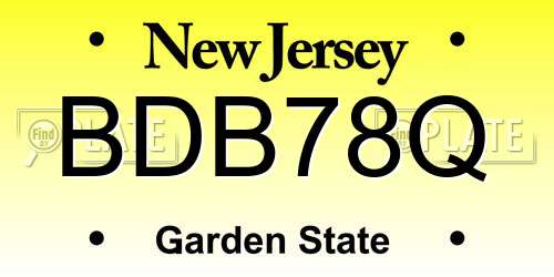 BDB78Q New Jersey License Plate