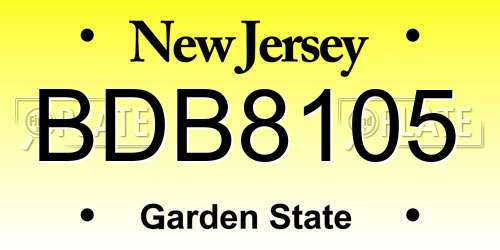 BDB8105 New Jersey License Plate
