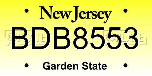BDB8553 New Jersey License Plate