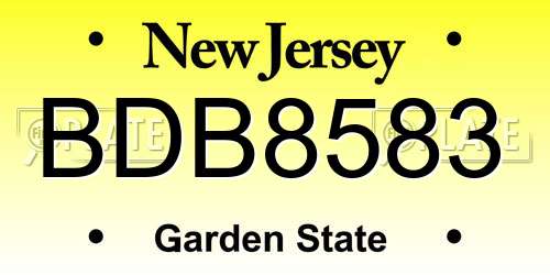 BDB8583 New Jersey License Plate