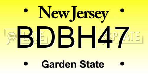 BDBH47 New Jersey License Plate