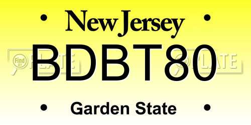 BDBT80 New Jersey License Plate