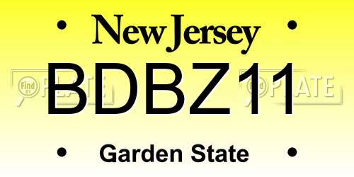 BDBZ11 New Jersey License Plate