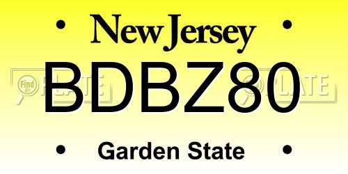 BDBZ80 New Jersey License Plate