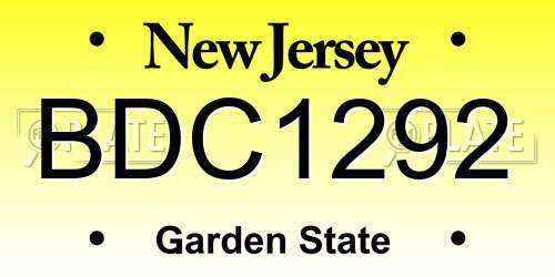 BDC1292 New Jersey License Plate