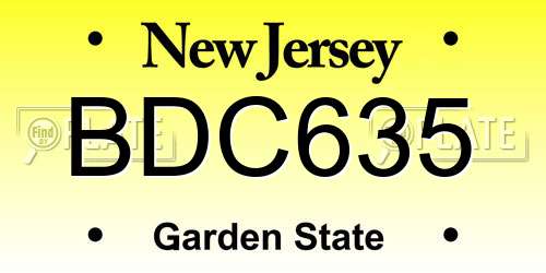 BDC635 New Jersey License Plate
