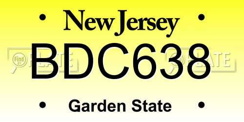 BDC638 New Jersey License Plate