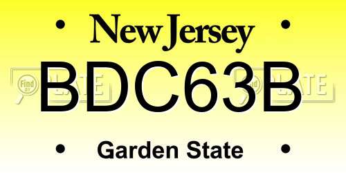 BDC63B New Jersey License Plate