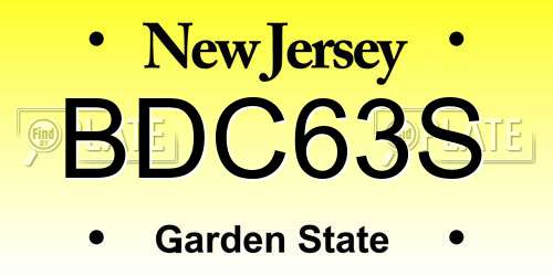 BDC63S New Jersey License Plate