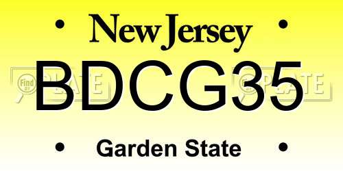 BDCG35 New Jersey License Plate