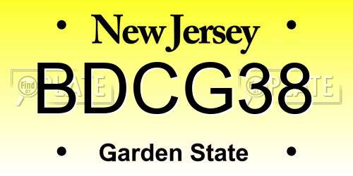 BDCG38 New Jersey License Plate