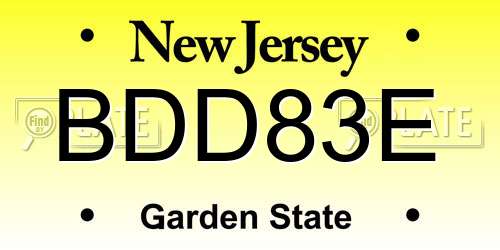 BDD83E New Jersey License Plate