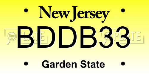 BDDB33 New Jersey License Plate