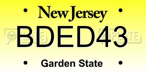 BDED43 New Jersey License Plate