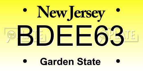 BDEE63 New Jersey License Plate
