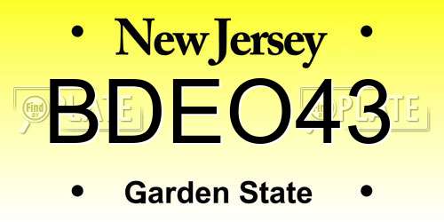 BDEO43 New Jersey License Plate