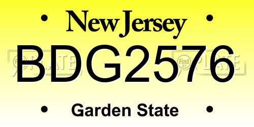 BDG2576 New Jersey License Plate