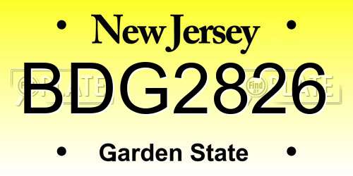 BDG2826 New Jersey License Plate