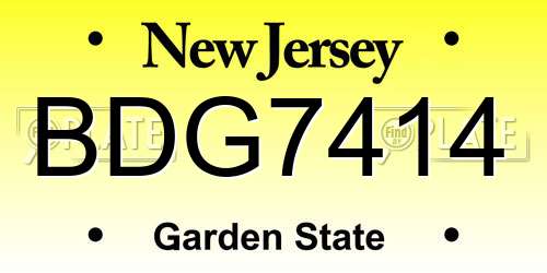 BDG7414 New Jersey License Plate