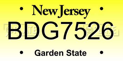 BDG7526 New Jersey License Plate